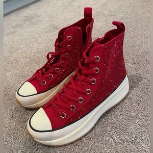 Steve Madden red rhinestone platform sneakers